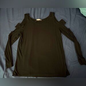 Pink Republic Black Cold Shoulder Long Sleeve Top